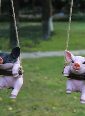 户外树脂小猪考拉挂件可爱花园庭院装饰摆件动物雕塑工艺王之