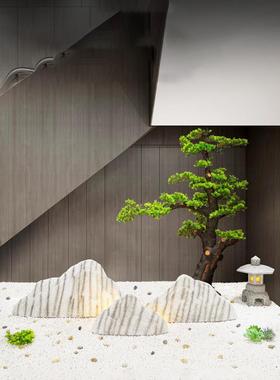 仿真雪浪石造景切片组合楼梯间假山石装饰花园庭院角落枯山水摆件