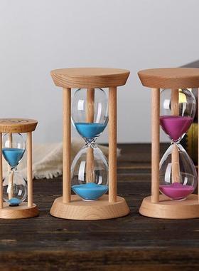 儿童时间沙漏计时器 桌面摆设创意礼品木质框子防摔抗震多色可选