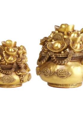 杨铜记 铜器 铜聚宝盆摆件 客厅聚宝盆摆件 金钱元宝聚宝盆