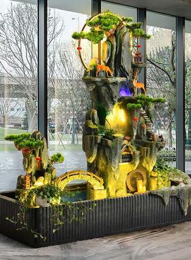 假山流水幕墙喷泉瀑布鱼池缸摆件家居办公室内落地餐厅园艺盆景观