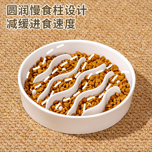 Beate Kuhn陶瓷宠物碗带木架慢食碗缓食护颈喝水碗猫狗食盆防打翻 - 图0