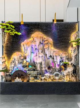 水幕墙假山流水喷泉酒店公司水景装饰别墅花园庭院客厅景观摆件