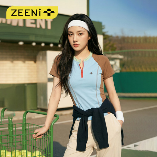 ZEENI 轻户外速干衣女登山插肩修身t恤短袖徒步跑步健身运动上衣 - 图1