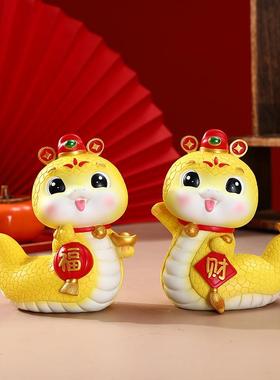 新款创意生肖国潮蛇储钱罐笔筒插花树脂工艺品客厅酒柜装饰随手礼