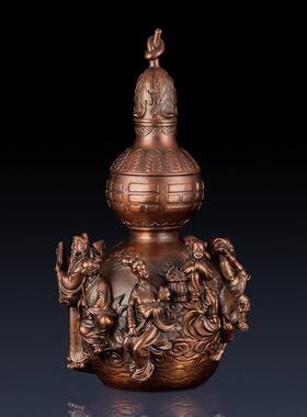 纯黄铜大号八仙葫芦摆件家居装饰铜葫芦工艺品办公室葫芦礼品摆件