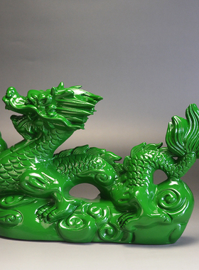 绿色木雕龙摆件实木龙木质十二生肖青色木龙招财龙摆件工艺礼品