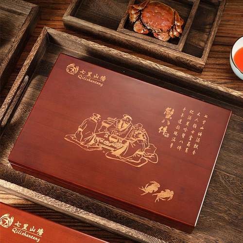 楠竹礼盒蟹八件304不锈钢吃螃蟹工具品蟹剪刀蟹叉镀金蟹八件套装 - 图2