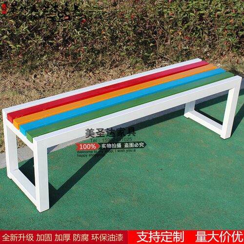 公园长凳子实木排椅员工休息更衣室长凳不锈钢软包长条凳室外排椅 - 图2