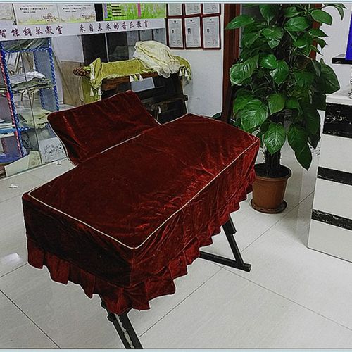 金丝绒带谱架套单双层加棉折花边61键电子琴罩/电钢琴罩/可订做 - 图1