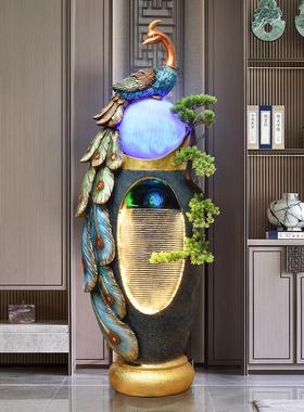 流水幕墙酒店前台入户迎宾别墅客厅鱼池景观假山喷泉落地装饰摆件