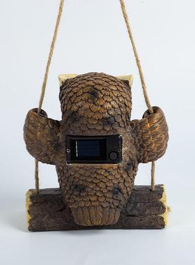 愿鸿树脂工艺品猫头鹰创意摆件太阳能装饰灯田园仿真工艺款净新品