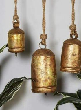 创意新款黄铜奶牛破旧别致乡村风格质朴金属悬挂巨型奶牛铃铛装饰
