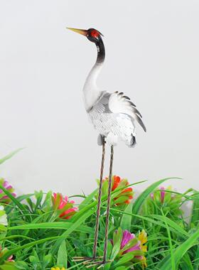 仙鹤摆件花园装饰户外丹顶鹤雕塑庭院景观白鹤水池假山玻