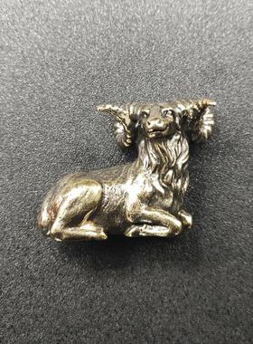 纯铜复古古玩铜铸动物山羊摆件仿古黄铜办公桌面镇尺小金属工艺品