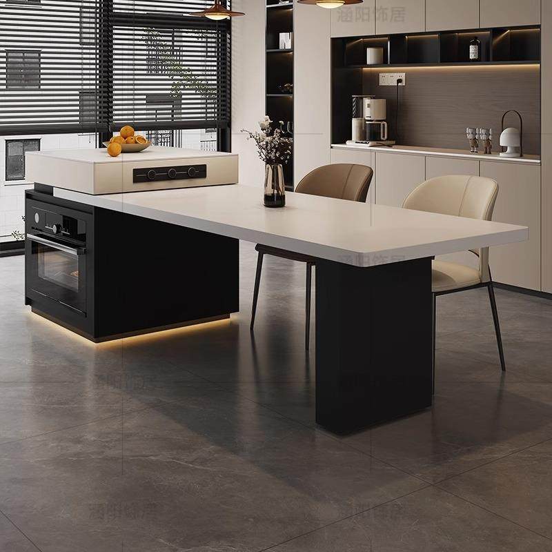 简约现代岛台餐桌一体家用可伸缩多功能烤箱内嵌微波炉储物餐岛台,淘宝优惠券,粉丝福利购,淘宝优惠卷