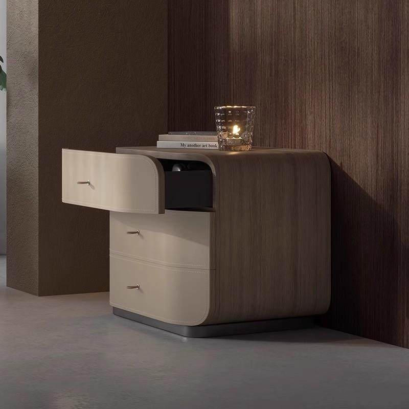 2025新款家用意式极简轻奢床头柜卧室收纳柜斗柜马鞍皮置物柜矮柜,淘宝优惠券,粉丝福利购,淘宝优惠卷