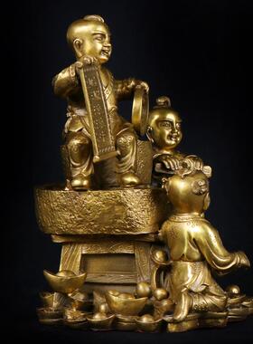 杨铜记 铜童子财源滚滚来家居摆件时来运转铜工艺礼品