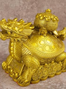 宏达 全黄铜大号财福归来 办公室玄关开业金钱龙龟铜器摆件