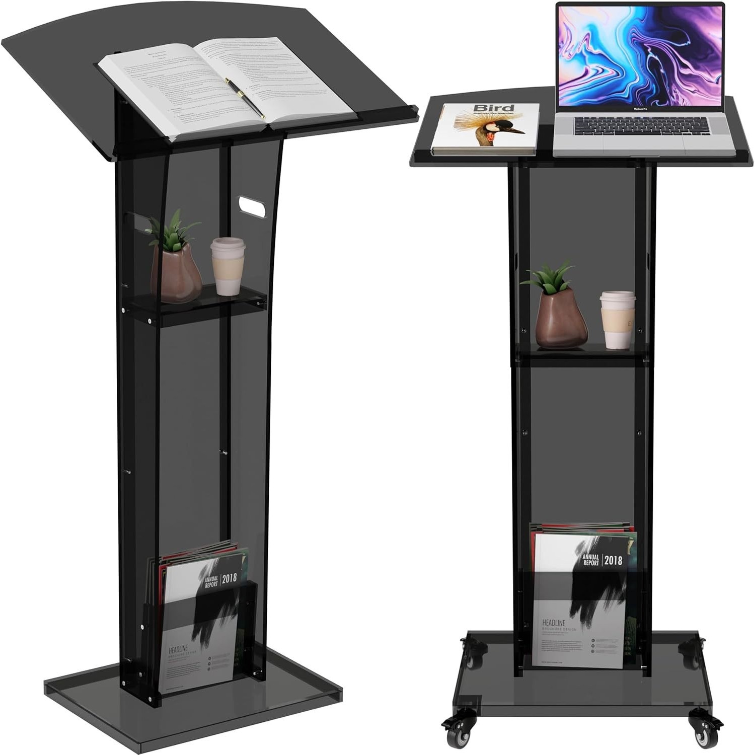 亚克力演讲台展示台会议讲桌有机玻璃领奖发言司仪台带轮子可移动,淘宝优惠券,粉丝福利购,淘宝优惠卷