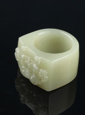 欧说珠宝老和田玉瑞兽扳指保真