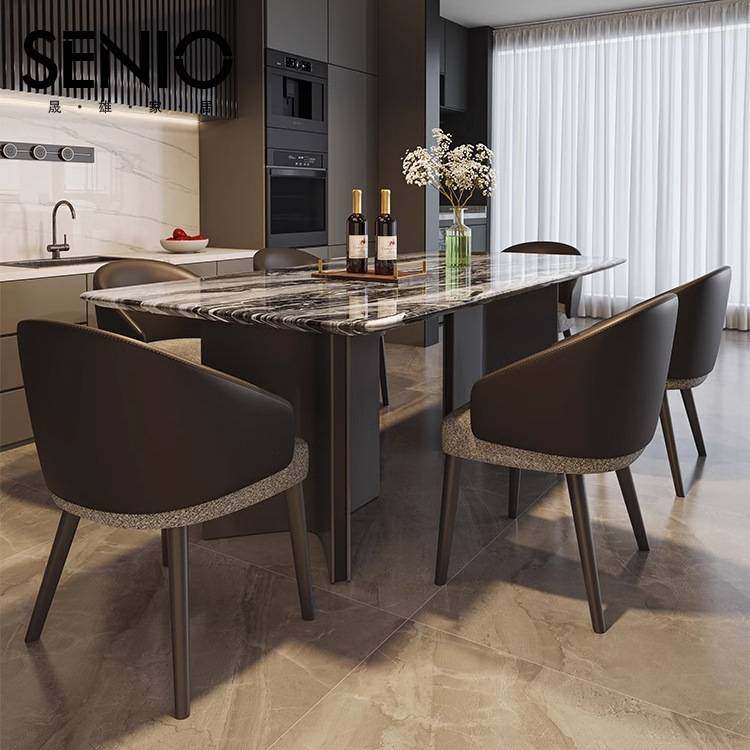 轻奢大理石餐桌威尼斯棕奢石花纹简约小户型餐厅餐桌椅组合吃饭桌,淘宝优惠券,粉丝福利购,淘宝优惠卷