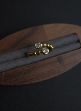 ZeroKo vintage中古风泡泡超闪钻戒指小众设计感礼物不易褪色