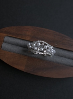 ZeroKo【她的礼物】中古风珍珠戒指女食指环小众设计不易褪色开口