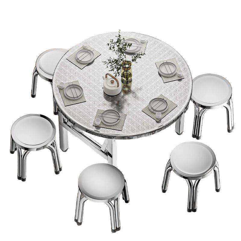 304特厚不锈钢折叠圆桌野外出租房食堂便捷桌学习一体写作专用桌,淘宝优惠券,粉丝福利购,淘宝优惠卷