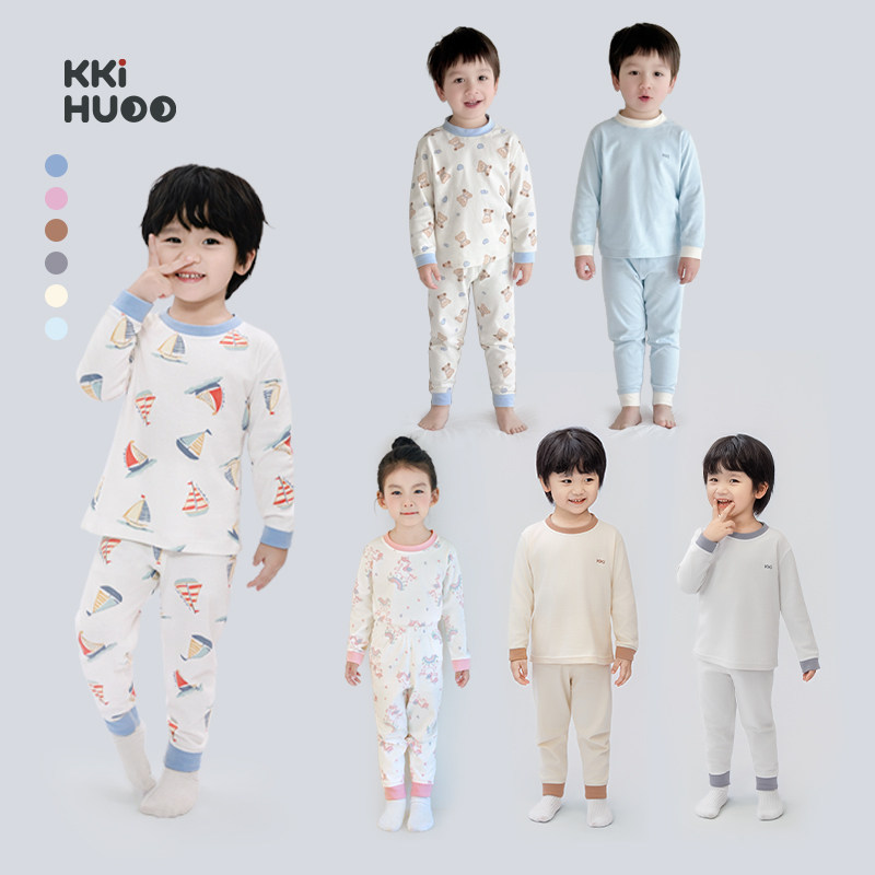 KKi HUOO&LockeTeddy children's air-soft cotton home clothes thermal underwear autumn clothes and long trousers set