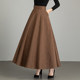 2025 autumn and winter new style half-length long skirt for women, high-waisted slimming A-line skirt, brown large hem skirt, solid color drape pleated skirt