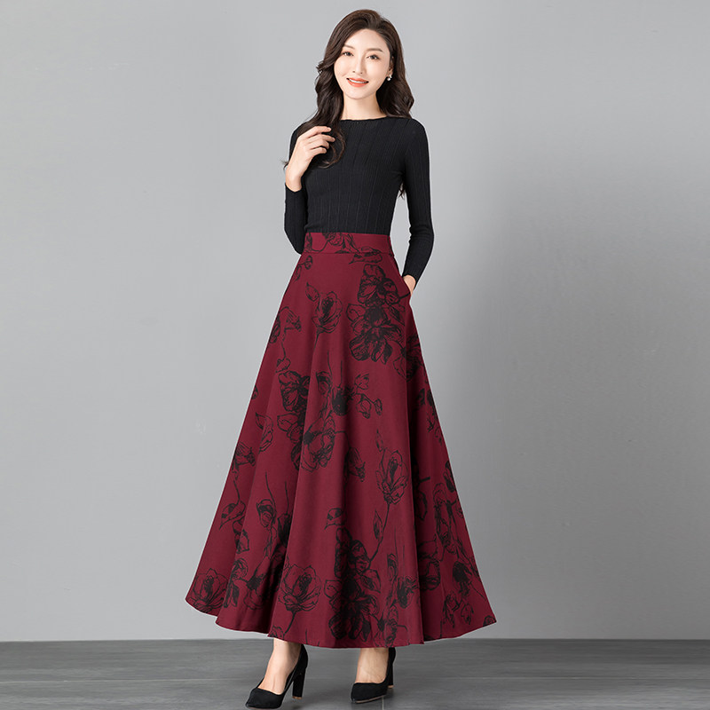2025秋冬季新款复古印花半身长裙女高腰大摆跳舞裙女大码半身裙子,淘宝优惠券,粉丝福利购,淘宝优惠卷