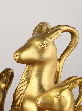 黄铜三羊开泰摆件三阳开泰三合家居客厅装饰办公室工艺品