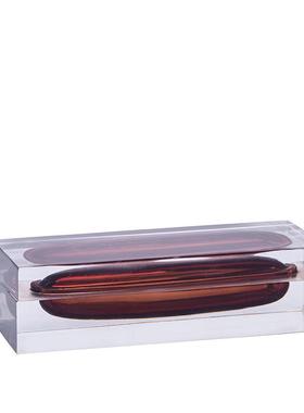 大千 创意电镀红组合亚克力透明储物盒摆件 书桌样板间组合摆件