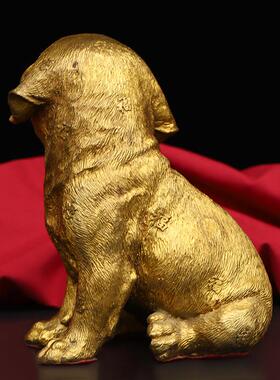 黄铜狗摆件生肖狗福字狗家居装饰黄铜家居礼品办公室金属工艺品