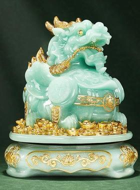 新款玉石招财貔貅摆件貔恘家居客厅博古架电视柜高档大气乔迁开∑