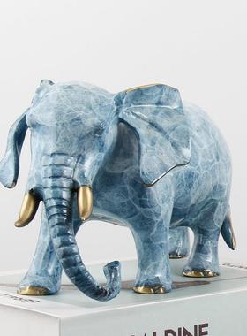 黄铜大象摆件开业乔迁礼品水象摆件办公室客厅博古架中式工艺品