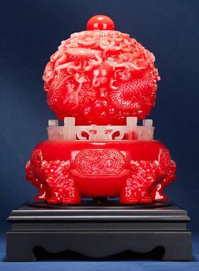 新款招财九转乾坤鼎摆件仿玉石入户玄关客厅电视柜办公室开业高∑