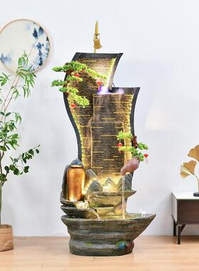 新中式庭院水幕墙假山流水循环喷泉别墅客厅入户屏风装饰摆放摆件