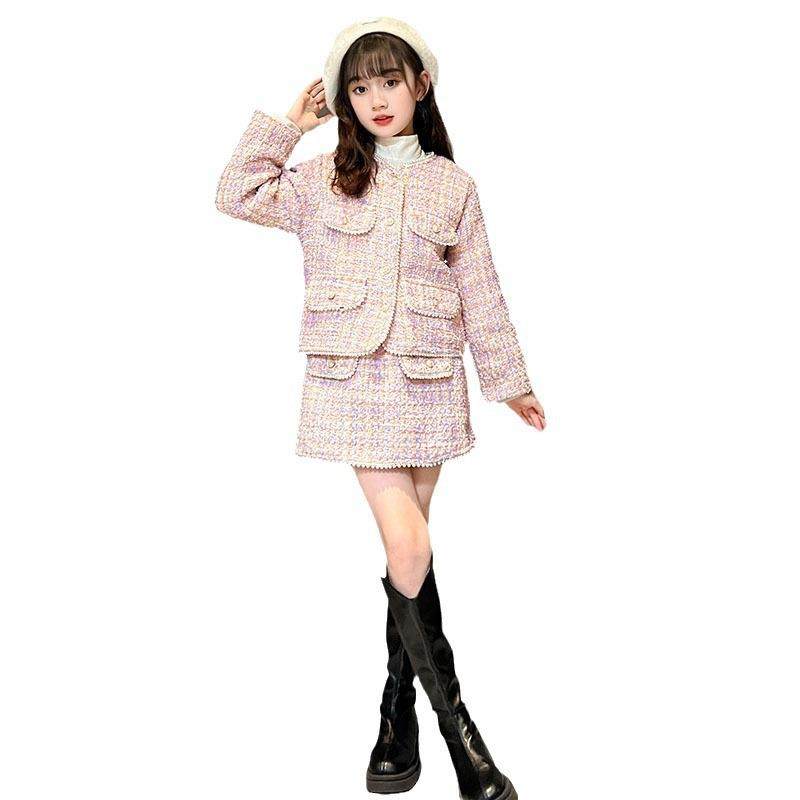 2026新款冬季童装女童小香风套装洋气中大童加厚外套裙子两件,淘宝优惠券,粉丝福利购,淘宝优惠卷