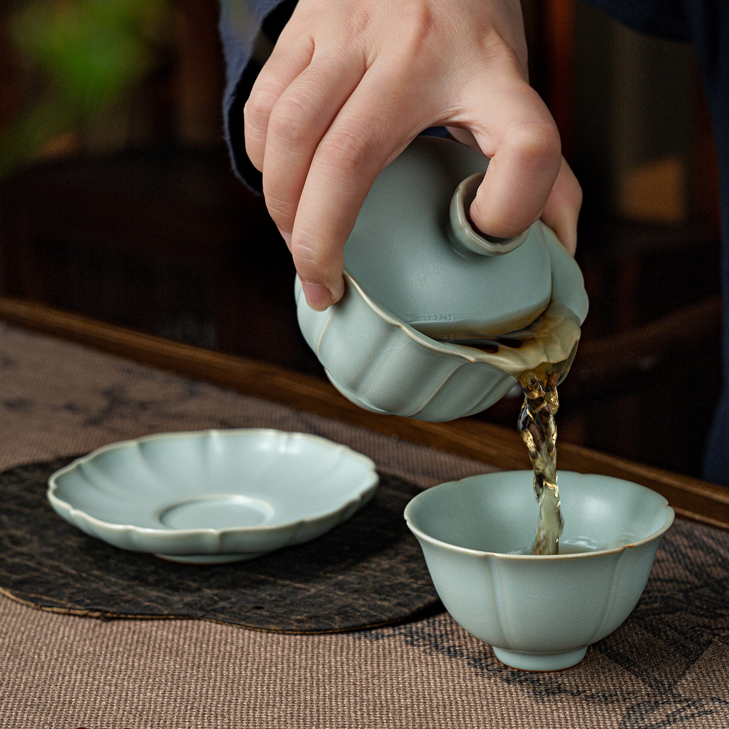 青澹汝窑三才盖碗泡茶碗景德镇汝瓷单个小号三才杯中式陶瓷礼盒装,淘宝优惠券,粉丝福利购,淘宝优惠卷