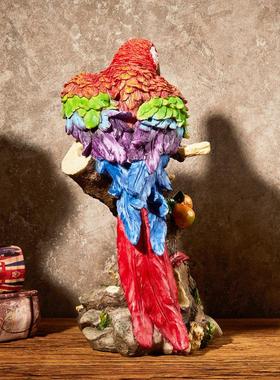 北欧仿真鹦鹉摆件田园风创意鸟模型客厅酒柜电视柜玄关装饰工艺品