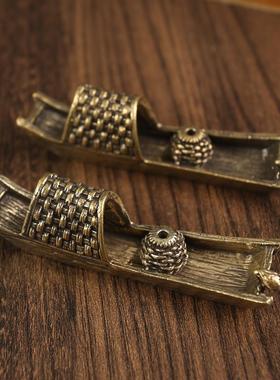 黄铜帆船香插摆件创意家居卧室桌面香插摆件线香仿古做旧铜器