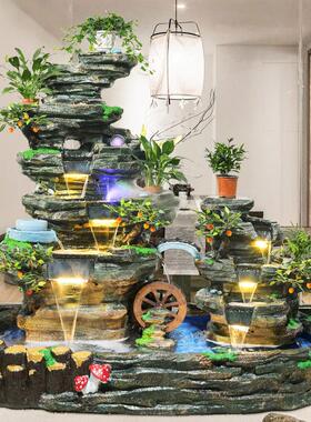 大型假山流水喷泉鱼缸加湿器风水轮客厅庭院餐厅乔迁开业装饰摆件