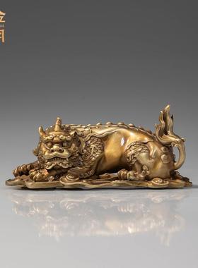 铜金岁月车载貔貅黄铜摆件汽车中控台貔貅铜摆件桌面装饰铜工艺品