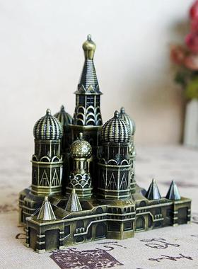 克里姆林宫模型红磨坊摆件新款青铜金属工艺品质感摆件家居装饰品