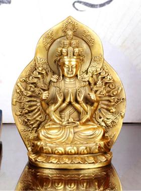 黄铜千手观音佛像摆件汽车配饰黄铜器摆件金属工艺品
