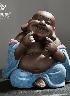 云尚 弥勒佛紫砂茶宠摆件 精品人物摆件手工茶玩饰品功夫茶具配件