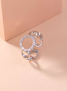 Accessories fashion simple opening geometric circle zircon r
