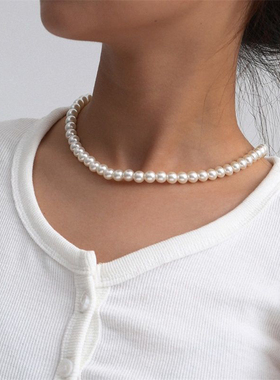 Classic Elegant White Pearl Chokers Necklace For Women Men W